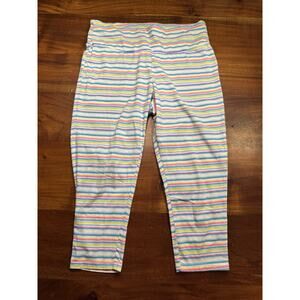 FRESH PRODUCE Oceanside Promenade Stripe Capri Leggings Pants Sz M - Made In USA